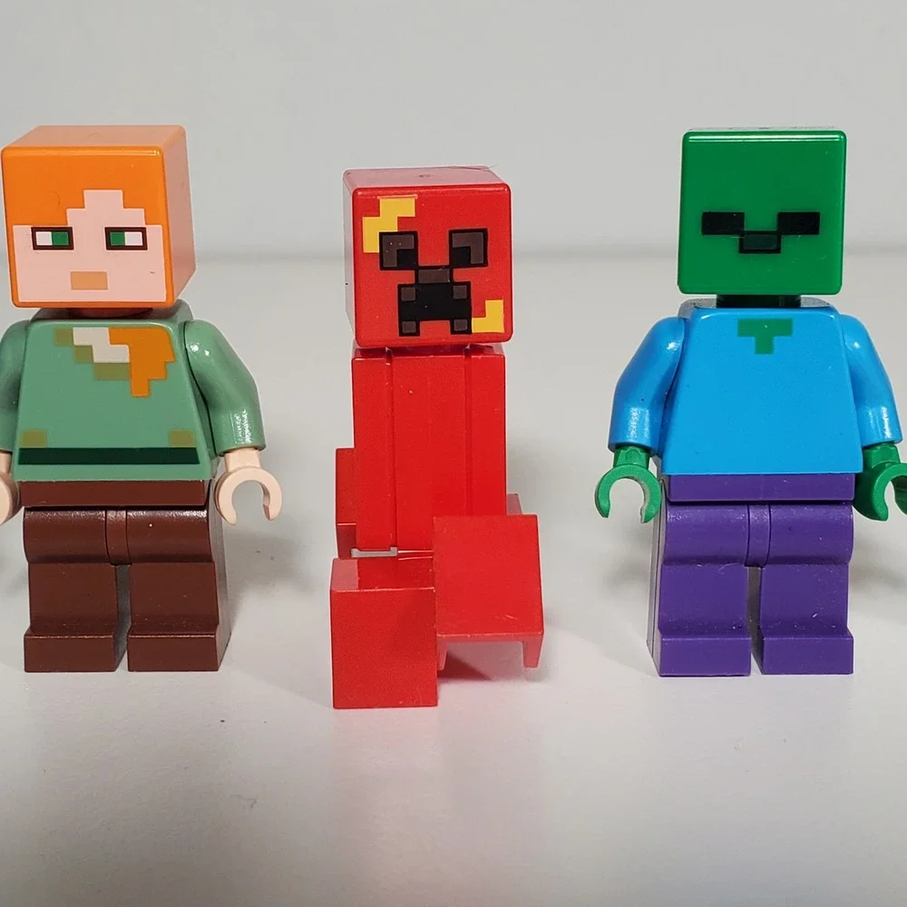 Lego Minecraft Minifigures Lot 5 Figures Exploding Creeper Skeleton Steve Alex